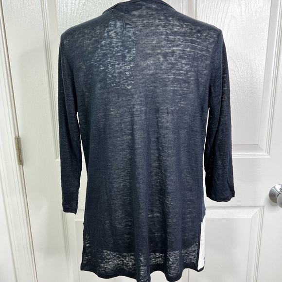 All About You Navy 3/4 Sleeve Open Waterfall Cardigan Size S - Picture 3 of 6